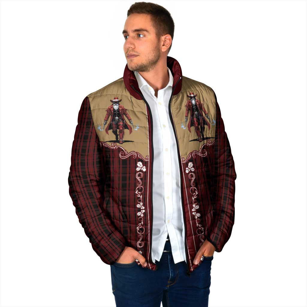 Western Yoke Padded Jacket Black Santa Cowboy Retro Style - Wonder Print Shop