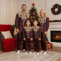 Western Yoke Christmas Pajama Set Black Santa Cowboy Retro Style - Wonder Print Shop