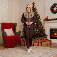 Western Yoke Christmas Pajama Set Black Santa Cowboy Retro Style - Wonder Print Shop