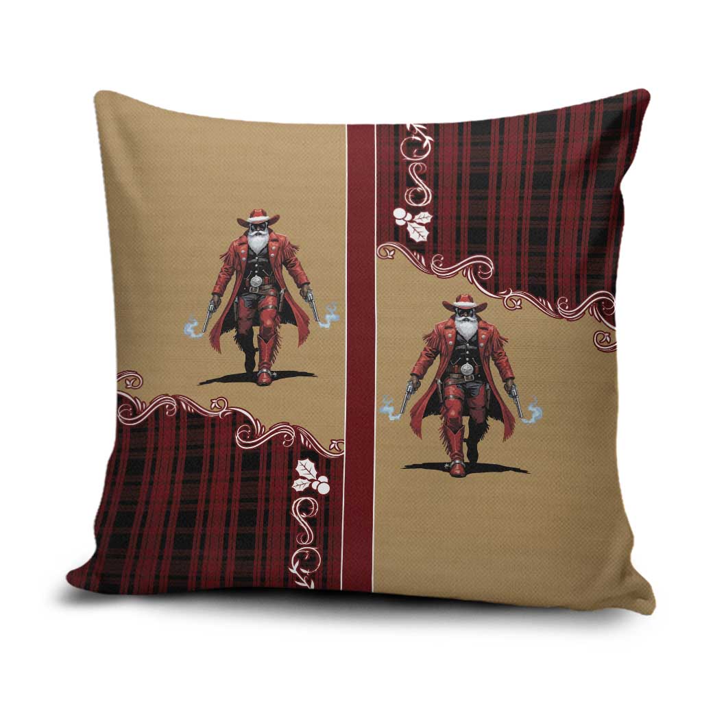 Western Yoke Pillow Cover Black Santa Cowboy Retro Style - Wonder Print Shop