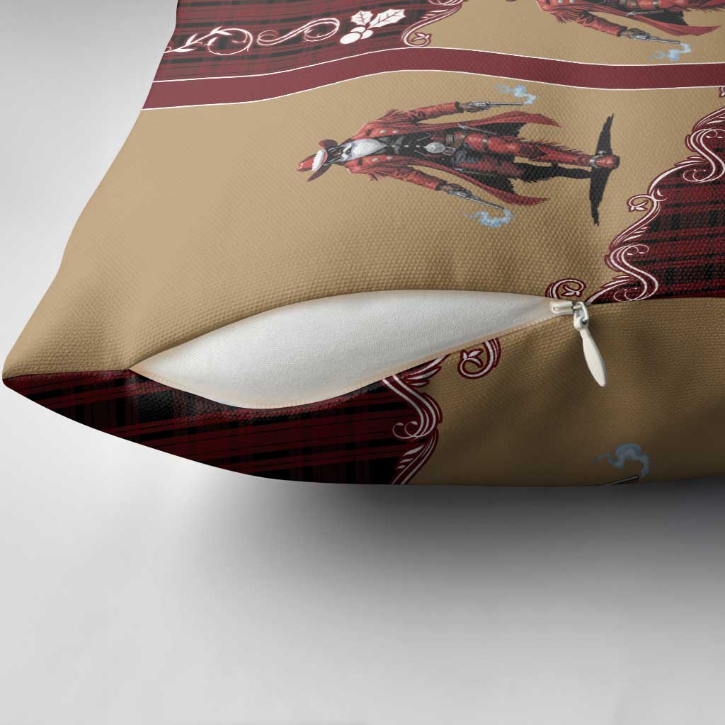 Western Yoke Pillow Cover Black Santa Cowboy Retro Style - Wonder Print Shop