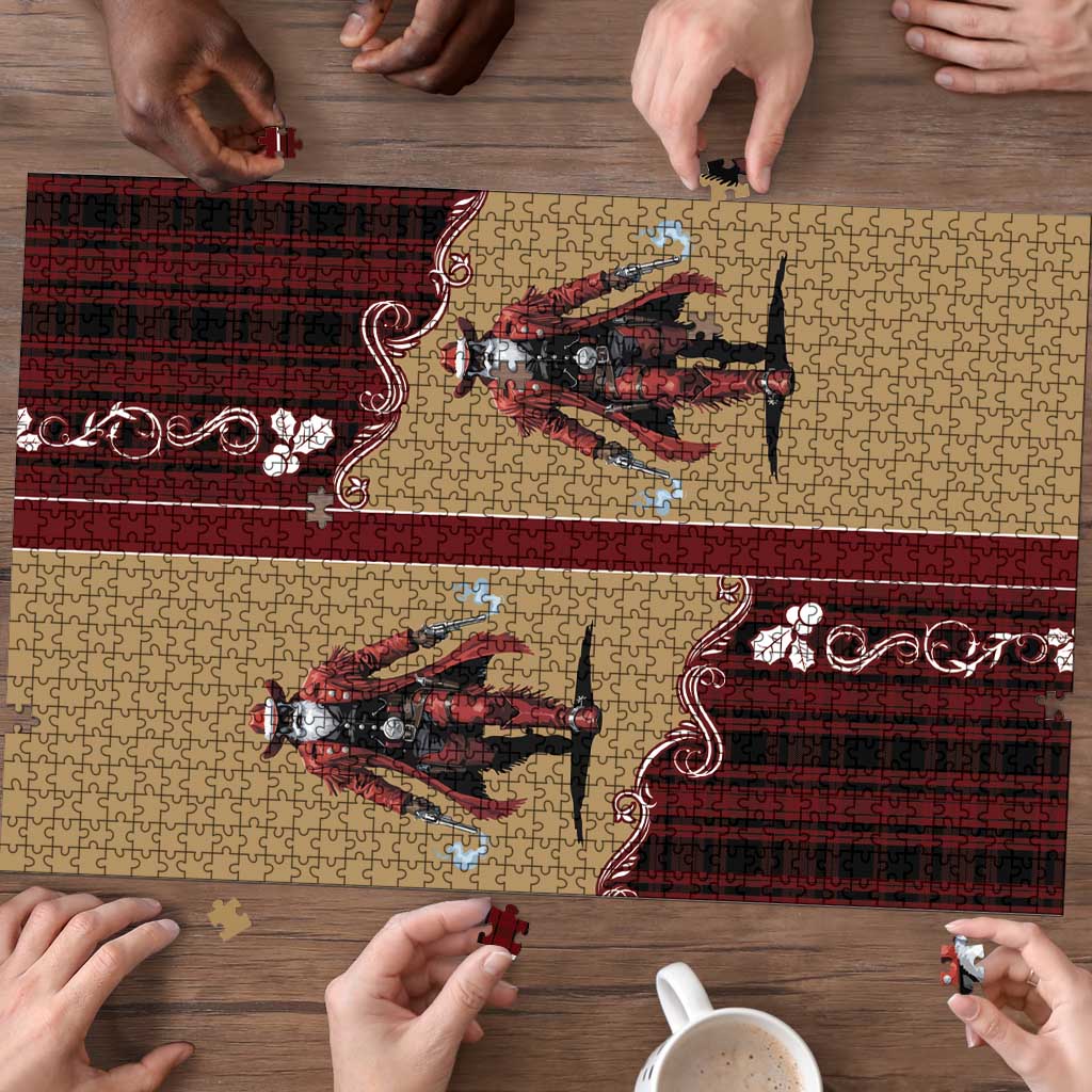 Western Yoke Puzzle Black Santa Cowboy Retro Style - Wonder Print Shop