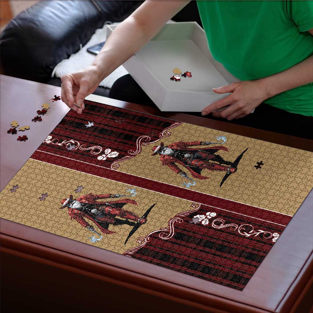 Western Yoke Puzzle Black Santa Cowboy Retro Style - Wonder Print Shop