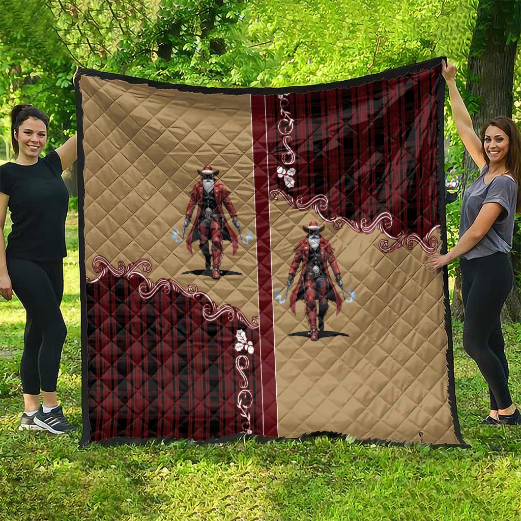 Western Yoke Quilt Black Santa Cowboy Retro Style - Wonder Print Shop