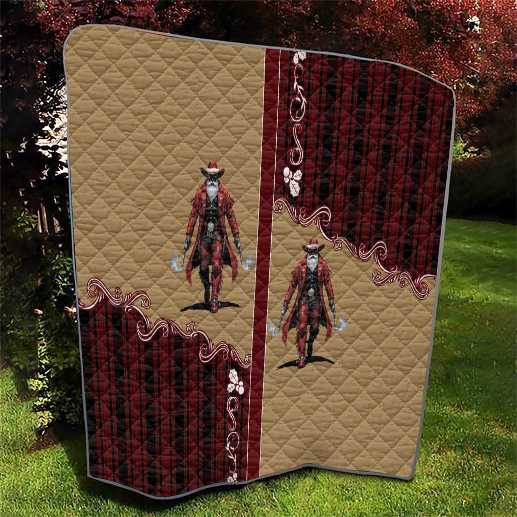 Western Yoke Quilt Black Santa Cowboy Retro Style - Wonder Print Shop