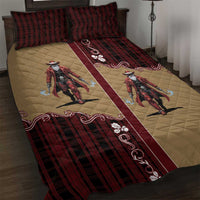 Western Yoke Quilt Bed Set Black Santa Cowboy Retro Style - Wonder Print Shop