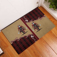 Western Yoke Rubber Doormat Black Santa Cowboy Retro Style - Wonder Print Shop