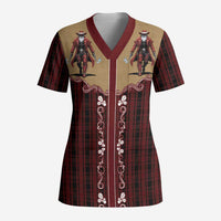 Western Yoke Scrub Top Black Santa Cowboy Retro Style - Wonder Print Shop