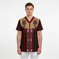 Western Yoke Scrub Top Black Santa Cowboy Retro Style - Wonder Print Shop