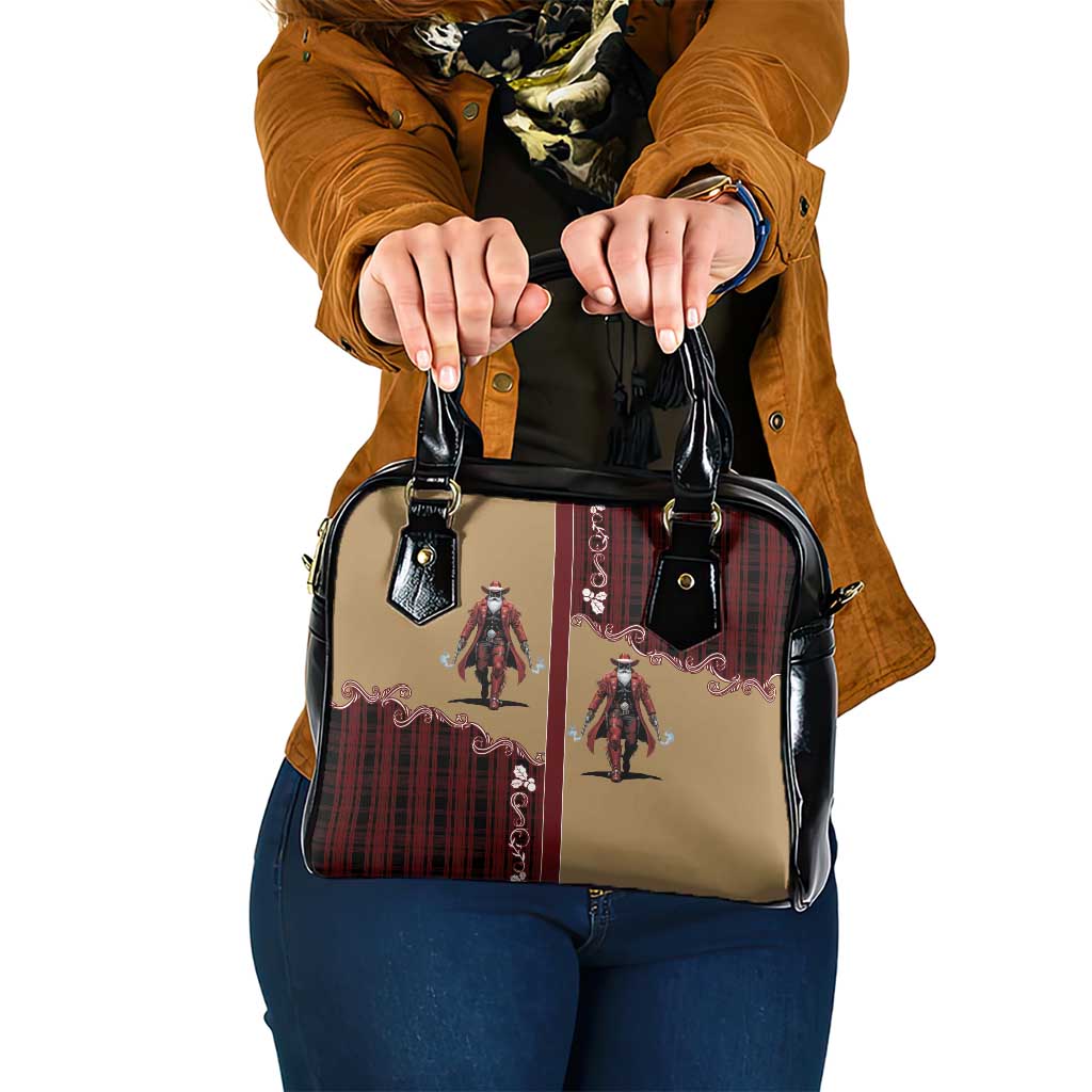 Western Yoke Shoulder Handbag Black Santa Cowboy Retro Style - Wonder Print Shop