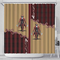 Western Yoke Shower Curtain Black Santa Cowboy Retro Style - Wonder Print Shop