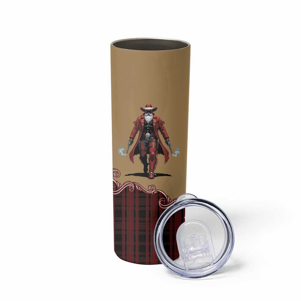 Western Yoke Skinny Tumbler Black Santa Cowboy Retro Style - Wonder Print Shop