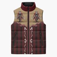 Western Yoke Sleeveless Puffer Jacket Black Santa Cowboy Retro Style - Wonder Print Shop