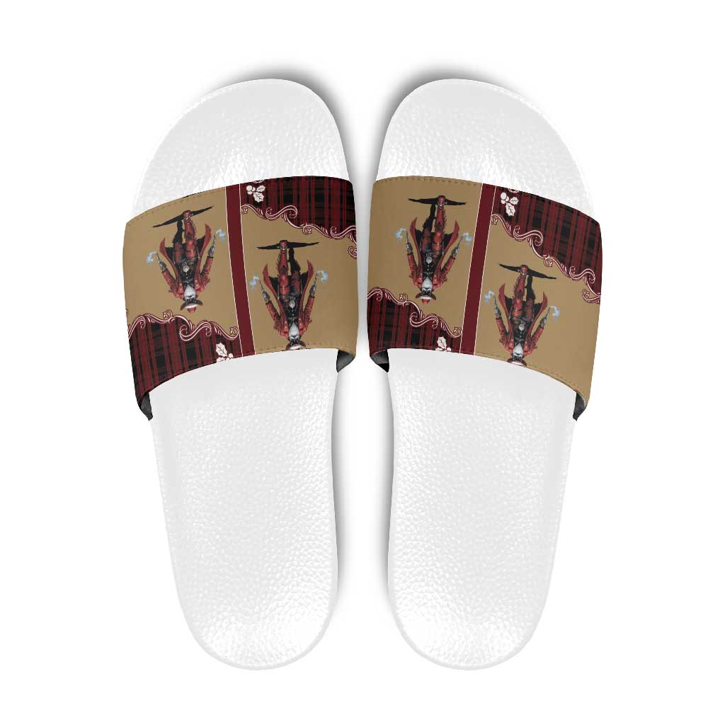 Western Yoke Slide Sandals Black Santa Cowboy Retro Style - Wonder Print Shop