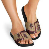 Western Yoke Slide Sandals Black Santa Cowboy Retro Style - Wonder Print Shop