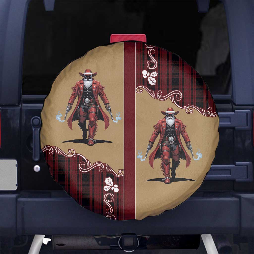 Western Yoke Spare Tire Cover Black Santa Cowboy Retro Style - Wonder Print Shop