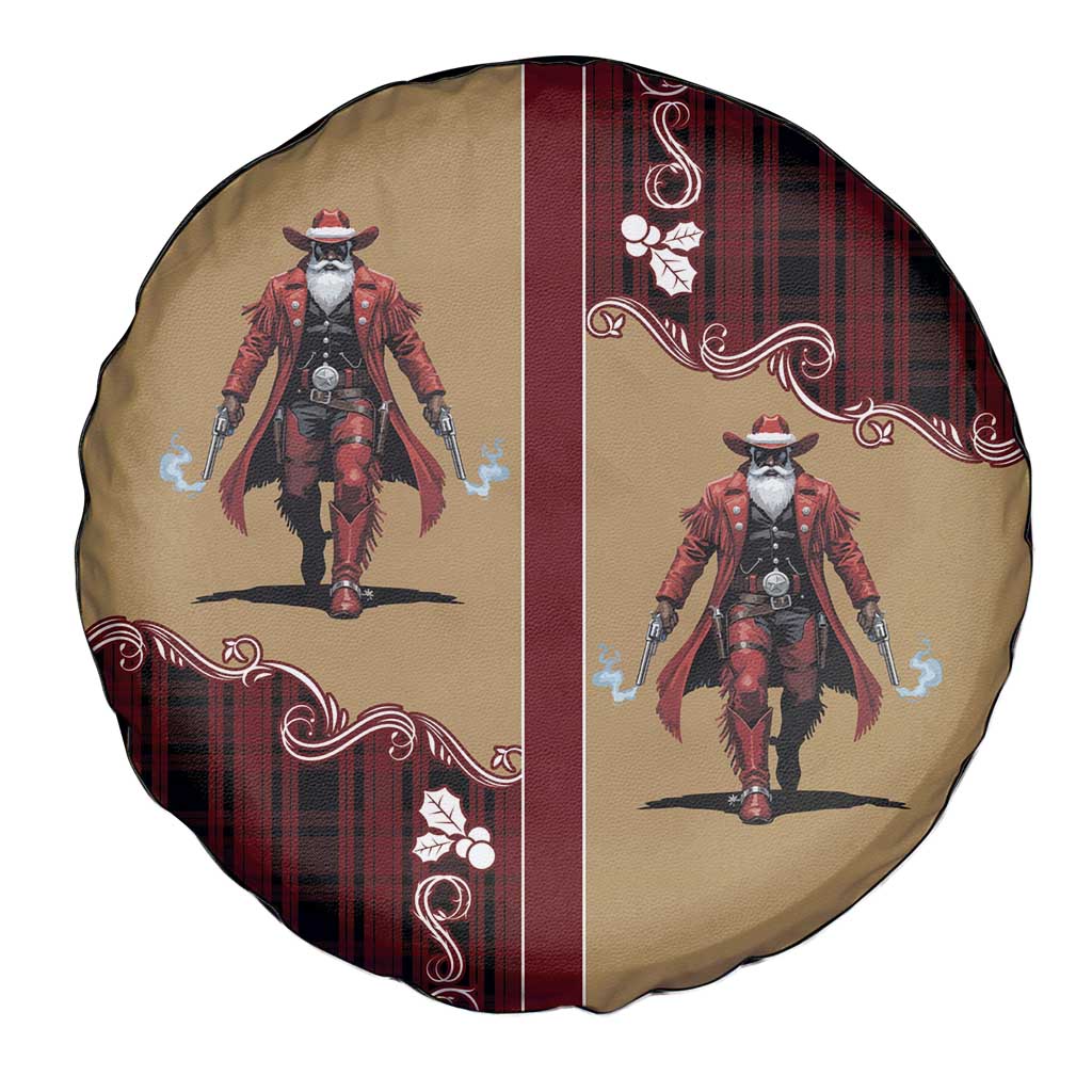 Western Yoke Spare Tire Cover Black Santa Cowboy Retro Style - Wonder Print Shop
