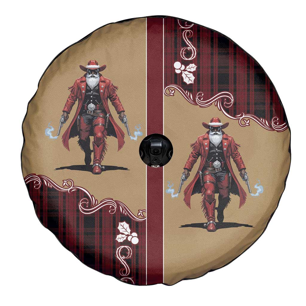 Western Yoke Spare Tire Cover Black Santa Cowboy Retro Style - Wonder Print Shop