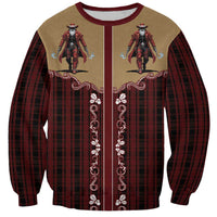 Western Yoke Sweatshirt Black Santa Cowboy Retro Style - Wonder Print Shop