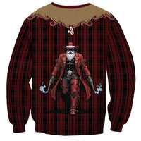 Western Yoke Sweatshirt Black Santa Cowboy Retro Style - Wonder Print Shop