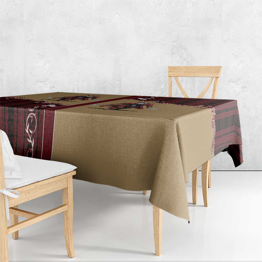 Western Yoke Tablecloth Black Santa Cowboy Retro Style - Wonder Print Shop