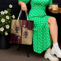 Western Yoke Tote Bag Black Santa Cowboy Retro Style - Wonder Print Shop