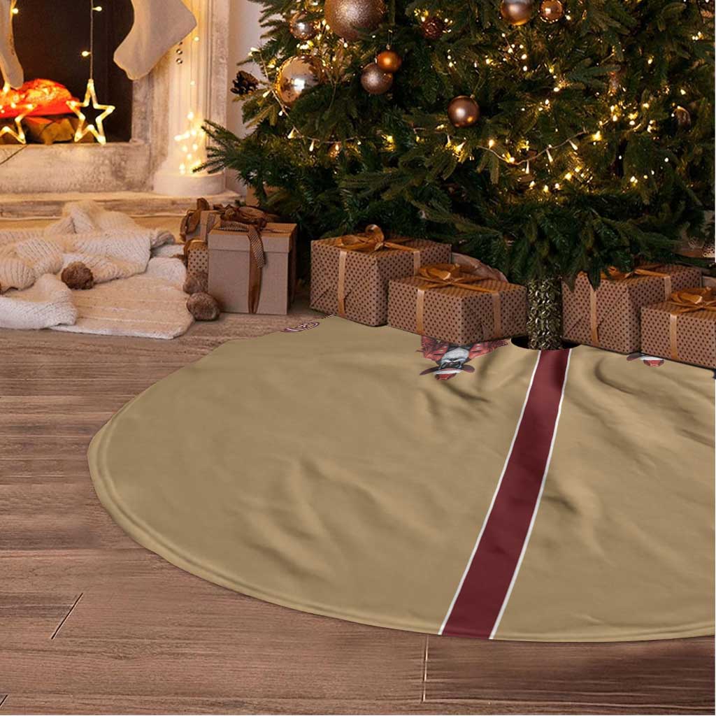 Western Yoke Tree Skirt Black Santa Cowboy Retro Style - Wonder Print Shop