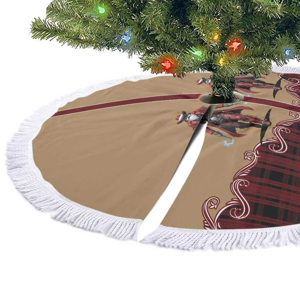 Western Yoke Tree Skirt Black Santa Cowboy Retro Style - Wonder Print Shop