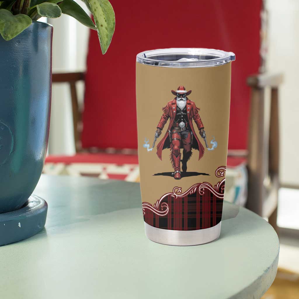Western Yoke Tumbler Cup Black Santa Cowboy Retro Style - Wonder Print Shop