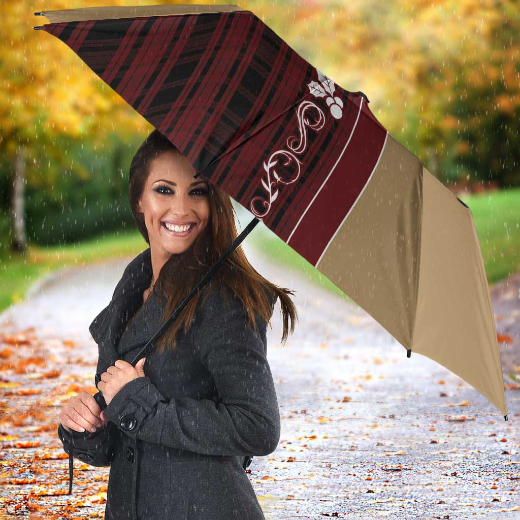 Western Yoke Umbrella Black Santa Cowboy Retro Style - Wonder Print Shop