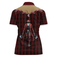 Western Yoke Women Polo Shirt Black Santa Cowboy Retro Style - Wonder Print Shop