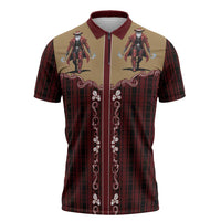 Western Yoke Zipper Polo Shirt Black Santa Cowboy Retro Style - Wonder Print Shop