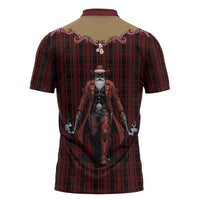 Western Yoke Zipper Polo Shirt Black Santa Cowboy Retro Style - Wonder Print Shop