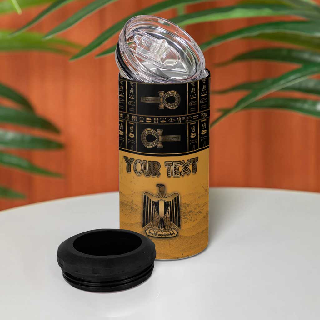 Personalized Egypt 4 in 1 Can Cooler Tumbler Ancient Ankh Luxury - Wonder Print Shop