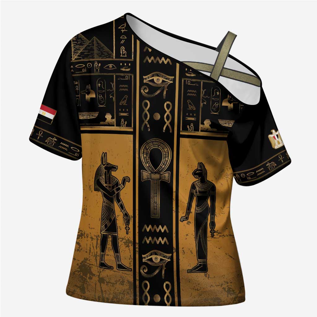 Personalized Egypt Cross Shoulder Shirt Ancient Ankh Luxury - Wonder Print Shop