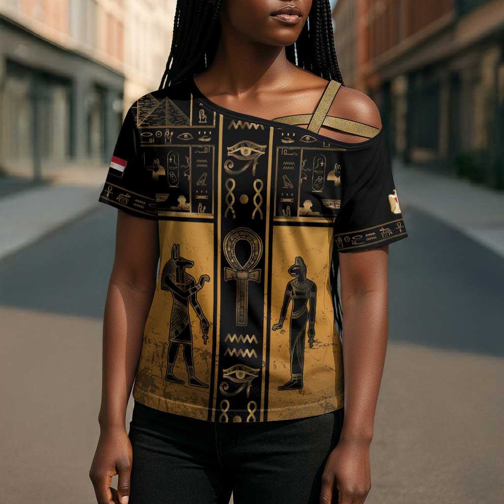 Personalized Egypt Cross Shoulder Shirt Ancient Ankh Luxury - Wonder Print Shop