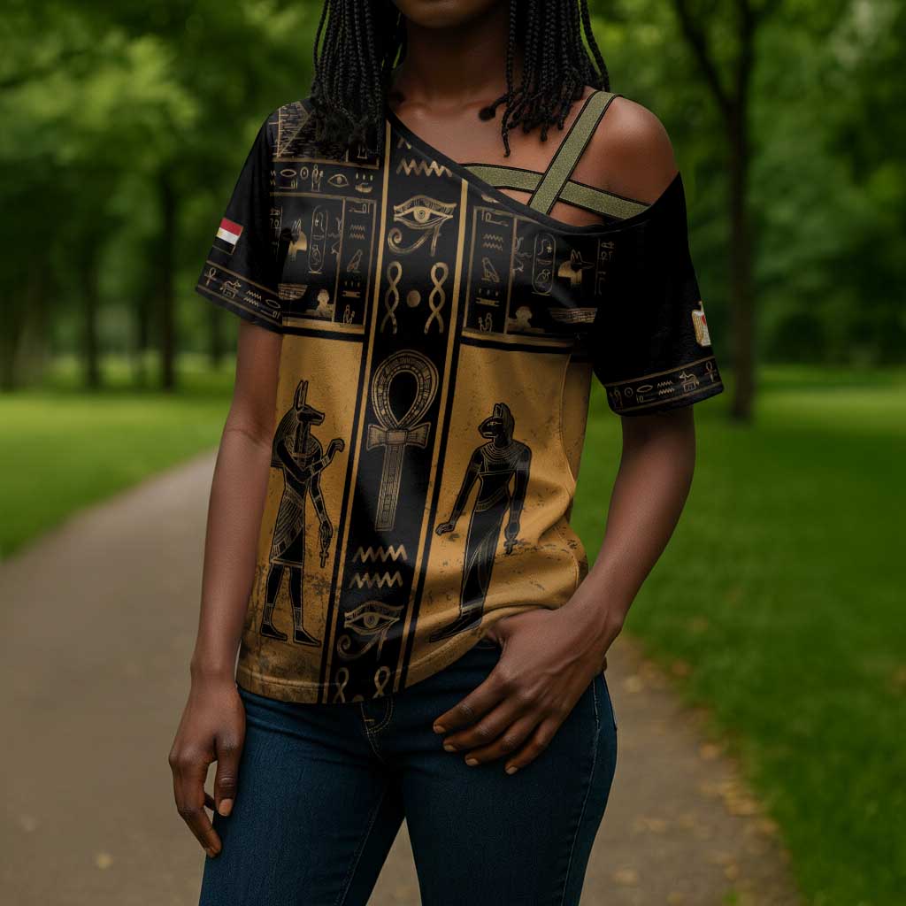 Personalized Egypt Cross Shoulder Shirt Ancient Ankh Luxury - Wonder Print Shop