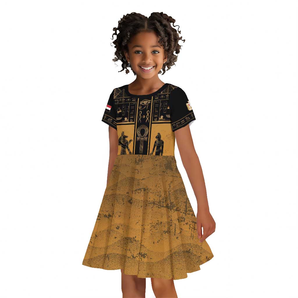 Personalized Egypt Kid Short Sleeve Dress Ancient Ankh Luxury - Wonder Print Shop