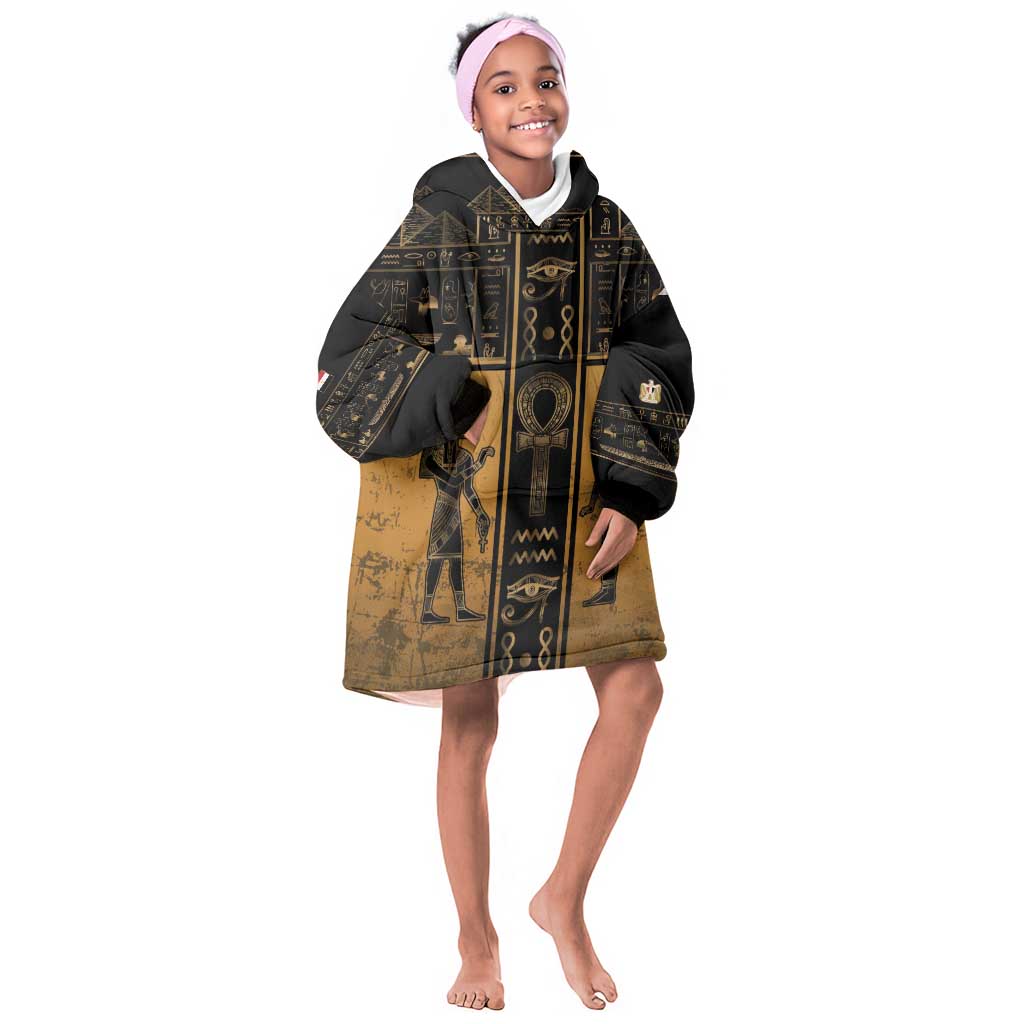Personalized Egypt Kid Wearable Blanket Hoodie Ancient Ankh Luxury - Wonder Print Shop