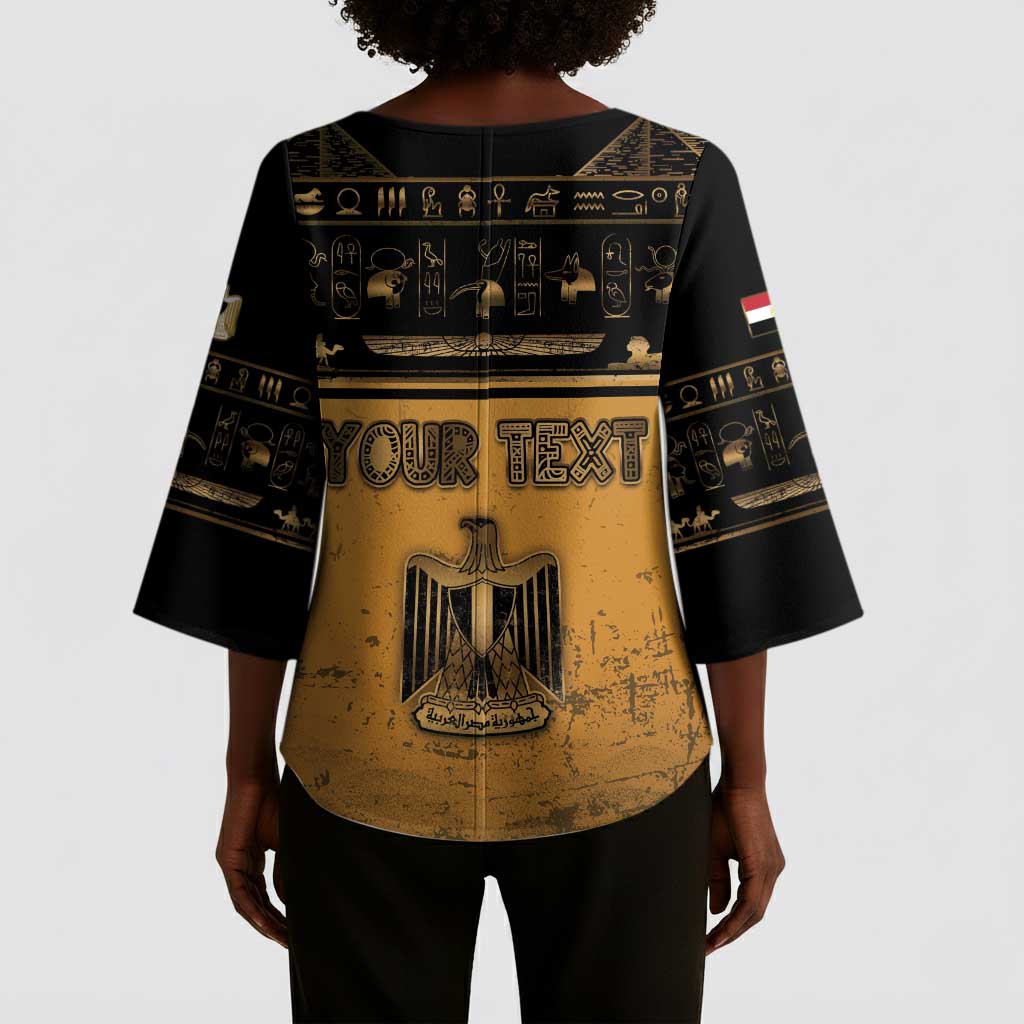 Personalized Egypt Kimono Sleeve Blouse Ancient Ankh Luxury - Wonder Print Shop