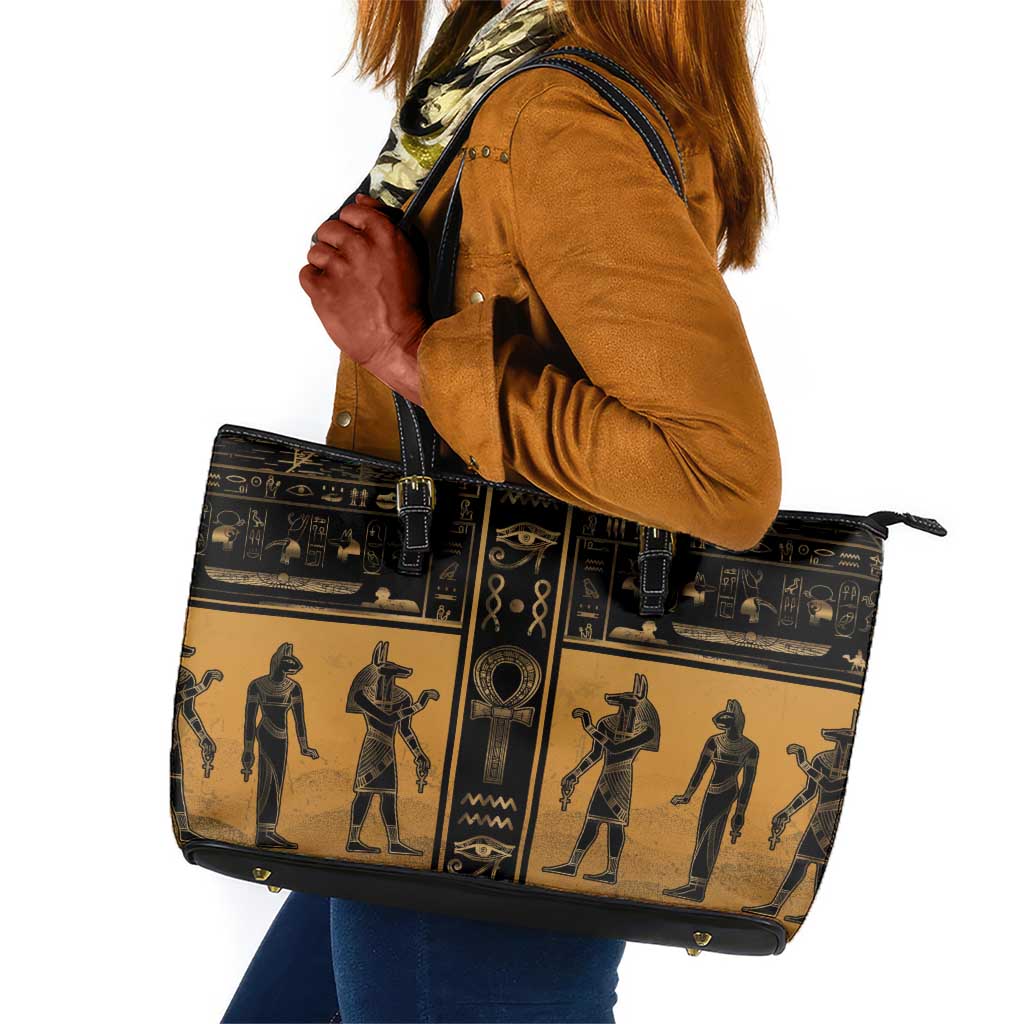 Egypt Leather Tote Bag Ancient Ankh Luxury - Wonder Print Shop