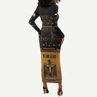 Personalized Egypt Long Sleeve Bodycon Dress Ancient Ankh Luxury - Wonder Print Shop