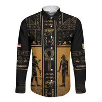 Personalized Egypt Long Sleeve Button Shirt Ancient Ankh Luxury - Wonder Print Shop