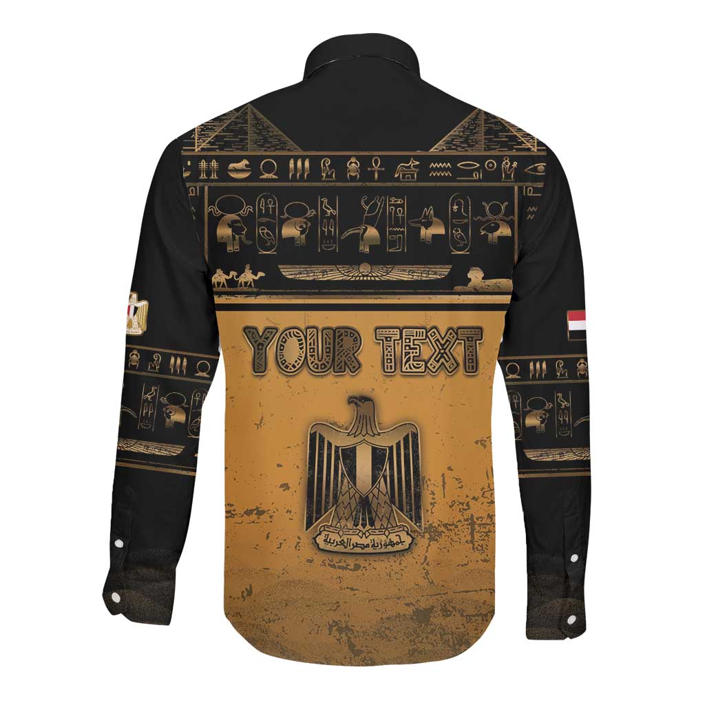 Personalized Egypt Long Sleeve Button Shirt Ancient Ankh Luxury - Wonder Print Shop