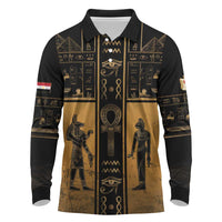 Personalized Egypt Long Sleeve Polo Shirt Ancient Ankh Luxury - Wonder Print Shop