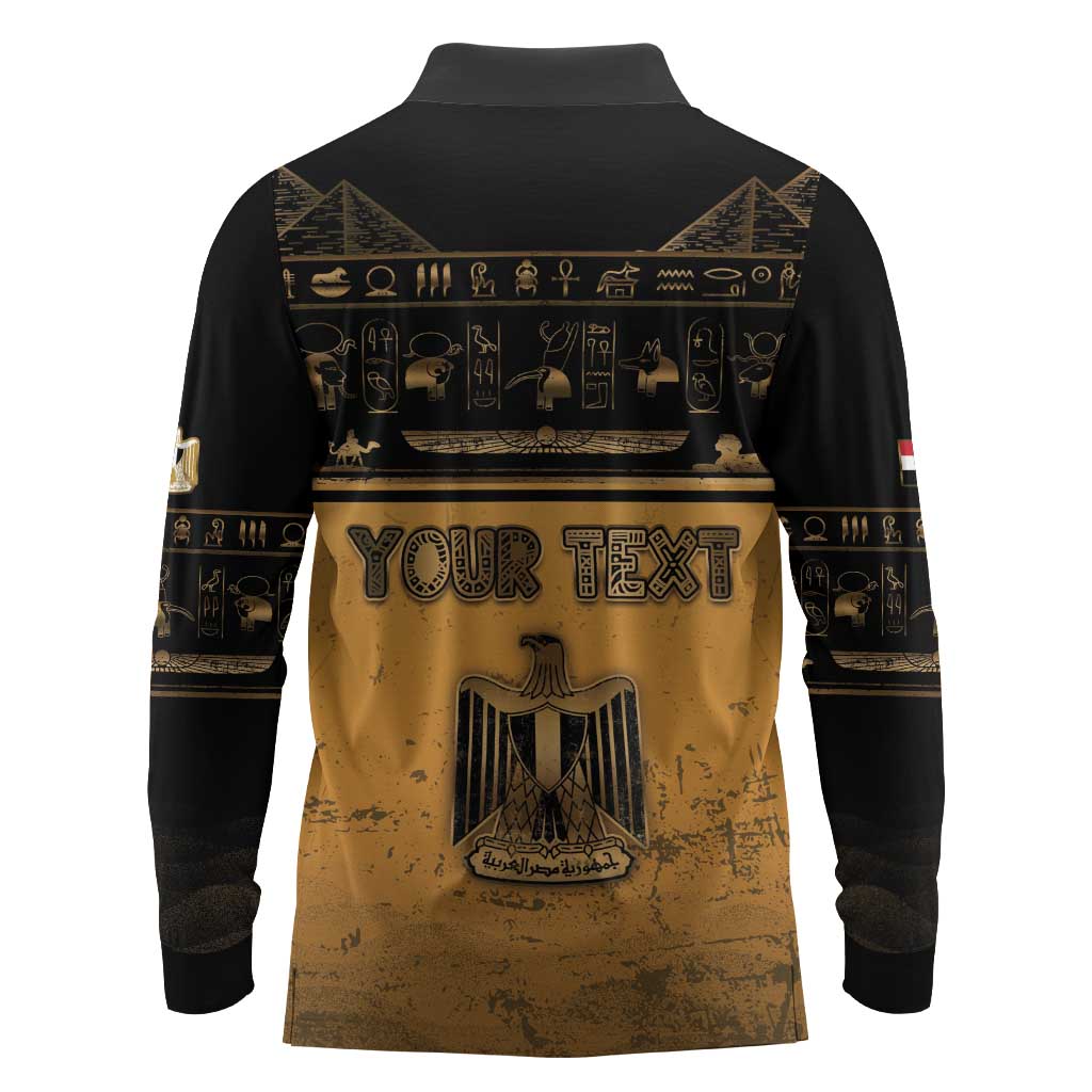 Personalized Egypt Long Sleeve Polo Shirt Ancient Ankh Luxury - Wonder Print Shop