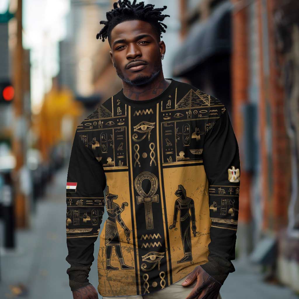 Personalized Egypt Long Sleeve Shirt Ancient Ankh Luxury - Wonder Print Shop