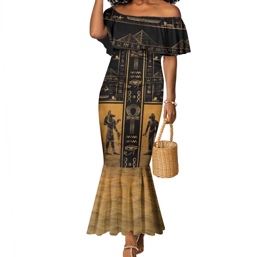 Personalized Egypt Mermaid Dress Ancient Ankh Luxury - Wonder Print Shop