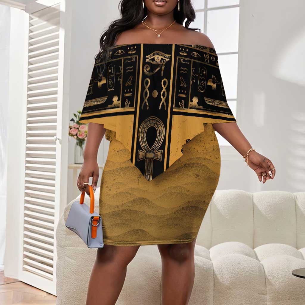 Personalized Egypt Off Shoulder Short Dress Ancient Ankh Luxury - Wonder Print Shop