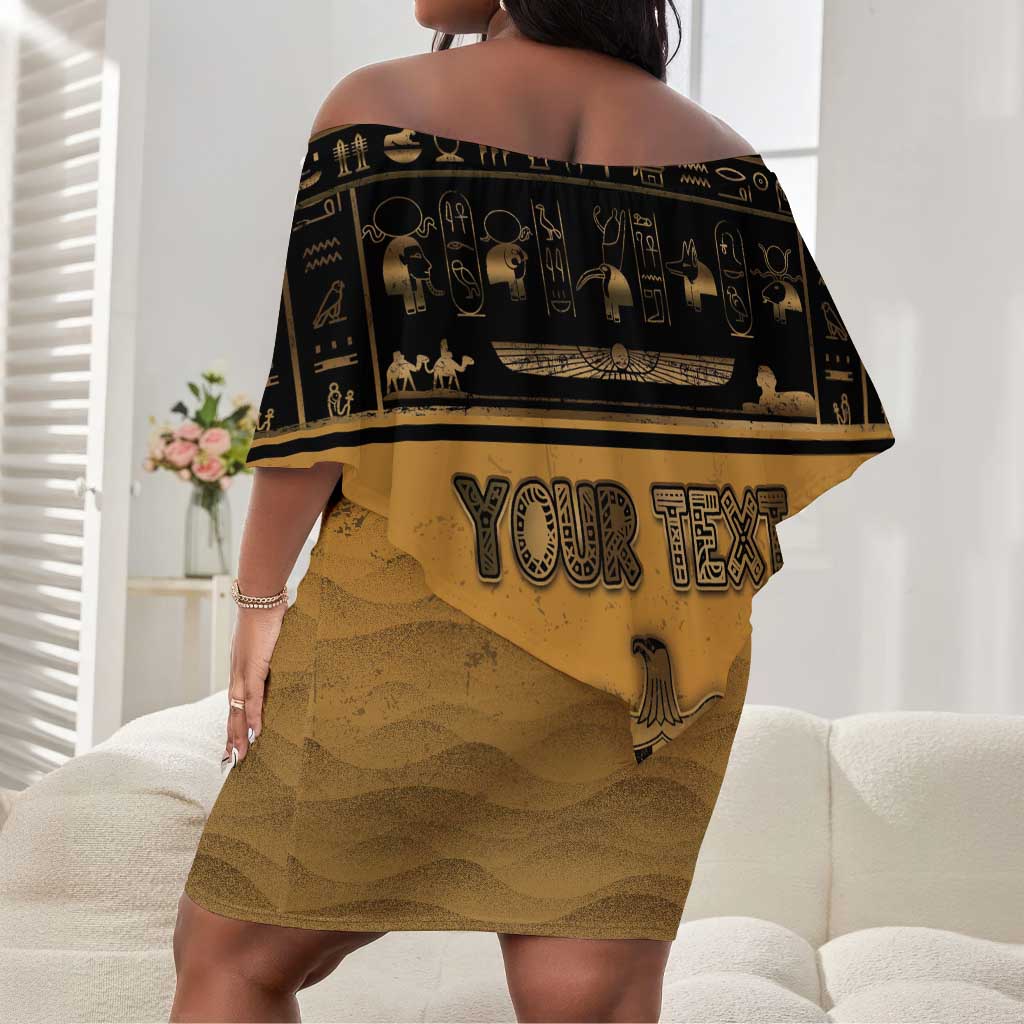 Personalized Egypt Off Shoulder Short Dress Ancient Ankh Luxury - Wonder Print Shop